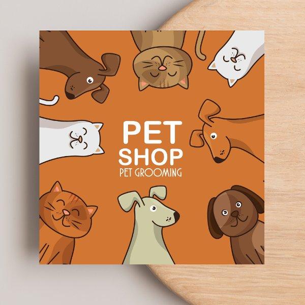 Cute Pets Shop Dogs Cats Grooming Care Services  Square