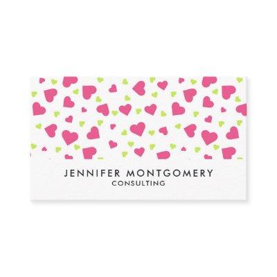 Cute Pink and Green Tumbling Hearts Pattern