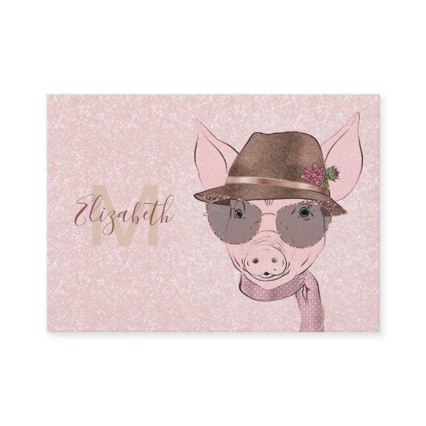 Cute pink baby pig funny design