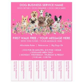 Cute Pink Breeds Dog Walker Budget Ticket