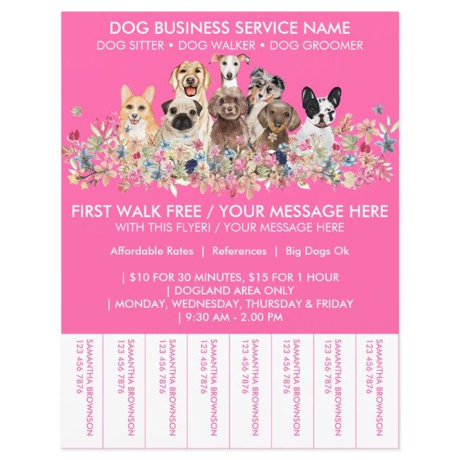 Cute Pink Breeds Dog Walker Budget Ticket
