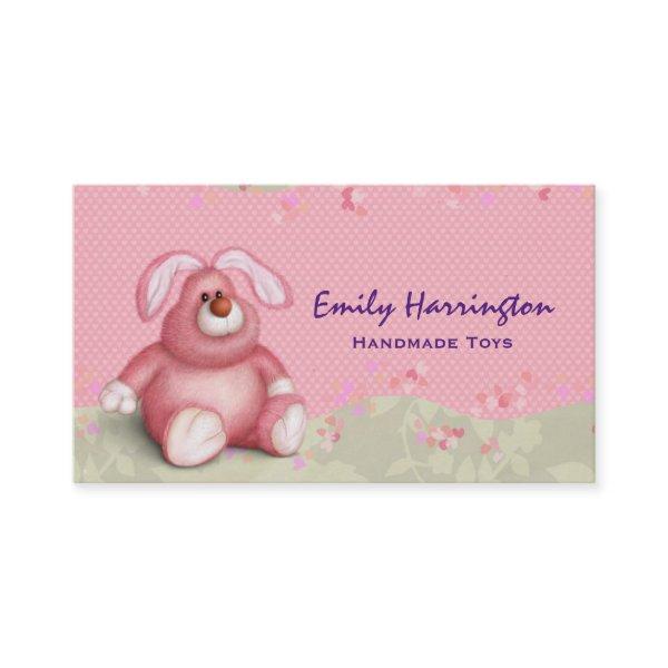 Cute Pink Bunny Image with Hearts and Foliage