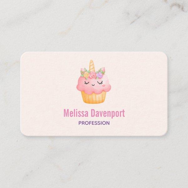 Cute Pink Cupcake Unicorn with Roses