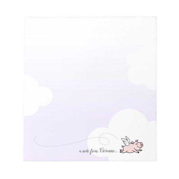 Cute Pink Flying Pig Notepad
