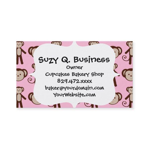 Cute Pink Girly Monkey Girl Collage Pattern