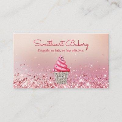Cute Pink Glitter Food Bakery Pastry Shop