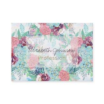 Cute Pink Mint Peony & Succulent Floral Hand Paint