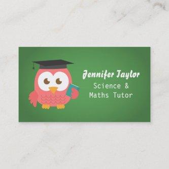 Cute Pink Owl with Graduation Hat, Personal Tutor Calling Card