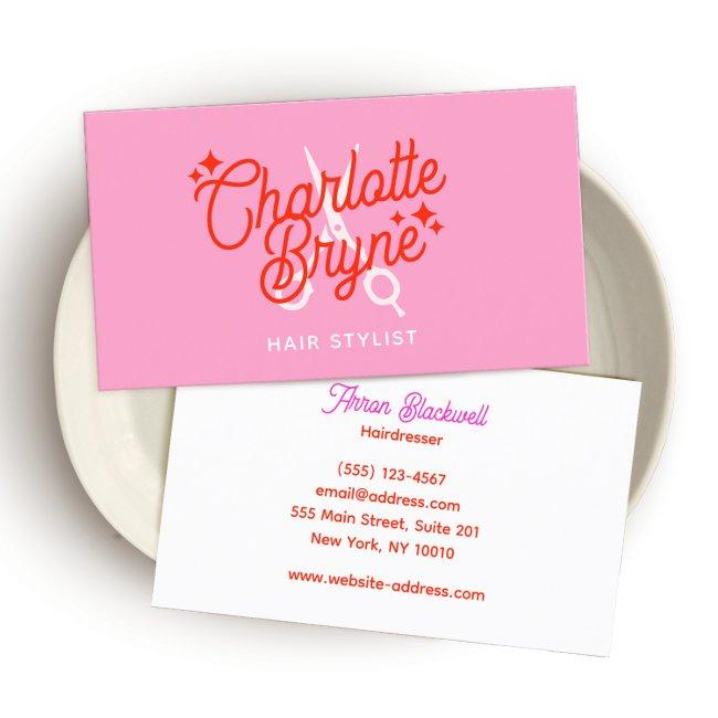 Cute Pink Retro Hair Stylist Scissors