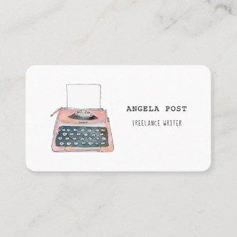 Cute pink retro typewriter