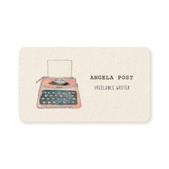 Cute pink retro typewriter