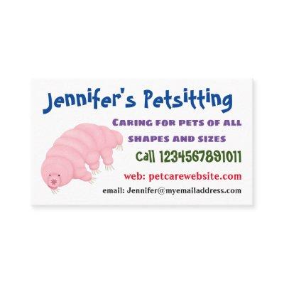 Cute pink tardigrade water bear cartoon