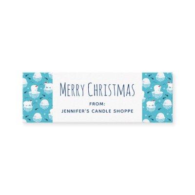 Cute Polar bears in Santa Hats Christmas Pattern Mini
