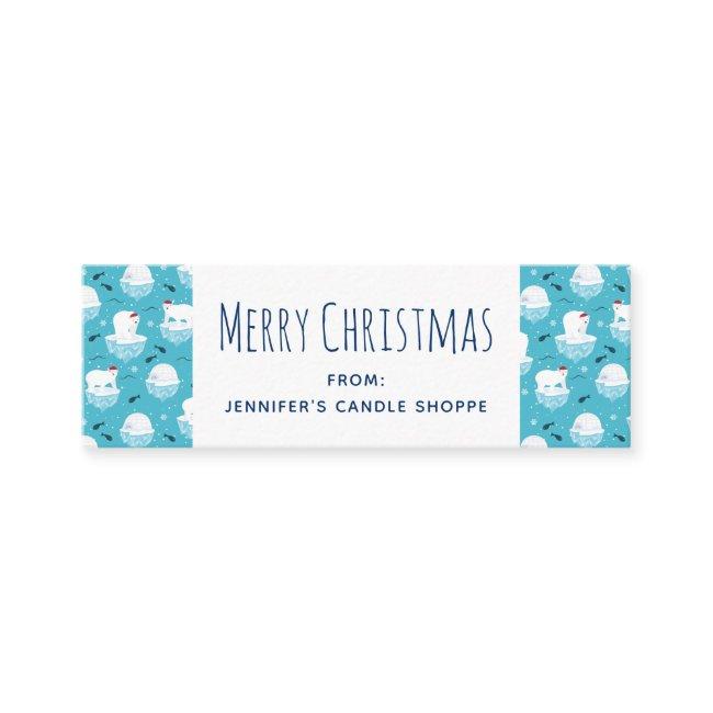 Cute Polar bears in Santa Hats Christmas Pattern Mini