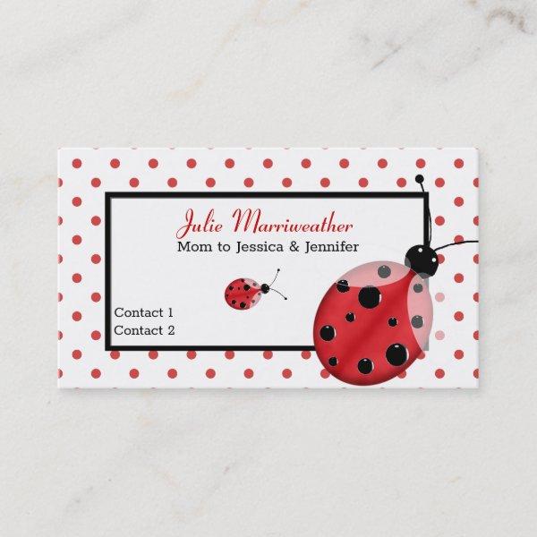 Cute Polka Dots & Ladybug Mommy Calling Card