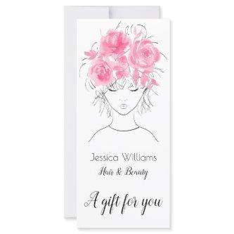 Cute pretty girl with pink watercolor roses-Floral