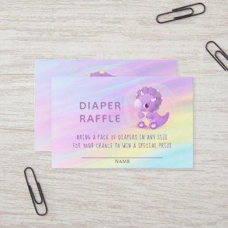 Cute Purple Dinosaur Baby Shower Diaper Raffle  Bu