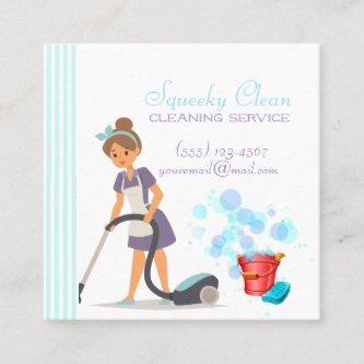 Cute Red and Blue Striped Cleaning Service Maid Square