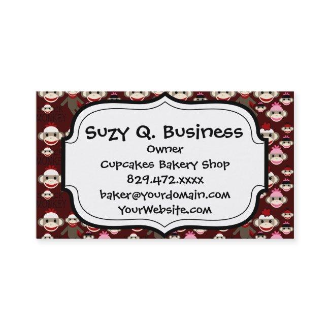 Cute Red and Pink Sock Monkeys Collage Pattern
