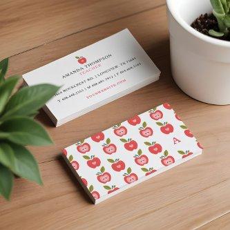 Cute Red Apple Pattern Teacher, Tutor Learning