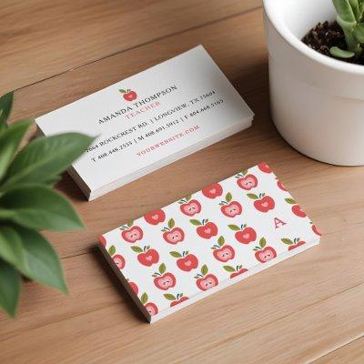Cute Red Apple Pattern Teacher, Tutor Learning