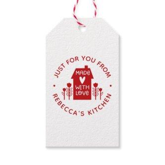 Cute Red Christmas Personalized Made With Love Gift Tags
