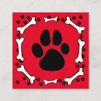 Cute Red Dog Paws and Bones Pet Service Square