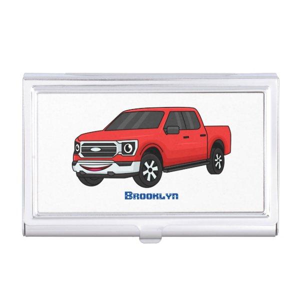 Cute red pickup truck cartoon illustration  case