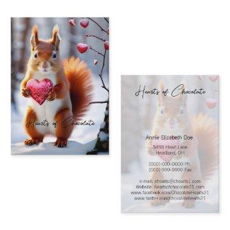 Cute Red Squirrel Holding Boxed Heart