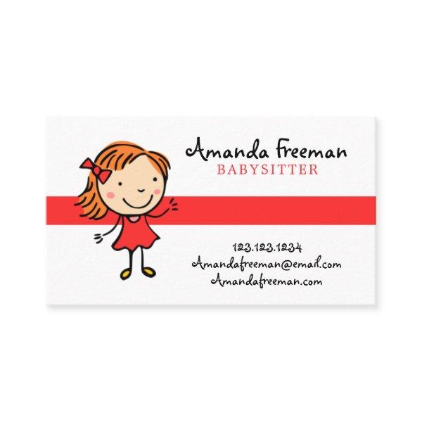 Cute Red & White Childcare Babysitting