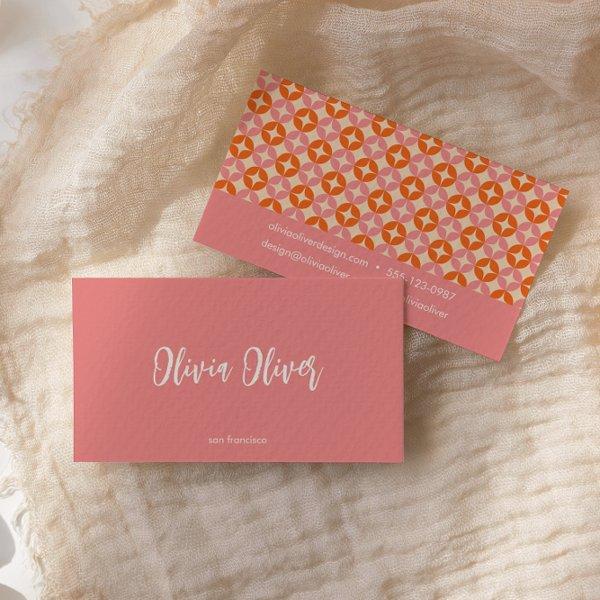 Cute Retro Pink Orange Script Calligraphy Bright