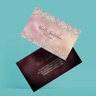 Cute rose gold faux silver glitter monogram