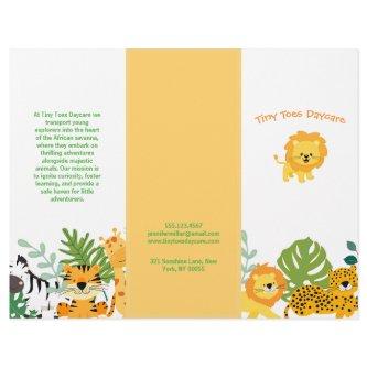 Cute Safari Animal Child Daycare Business Brochure