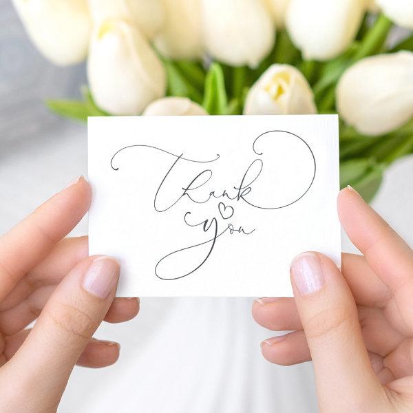 Cute Script Calligraphy Small Heart Thank You Enclosure Card