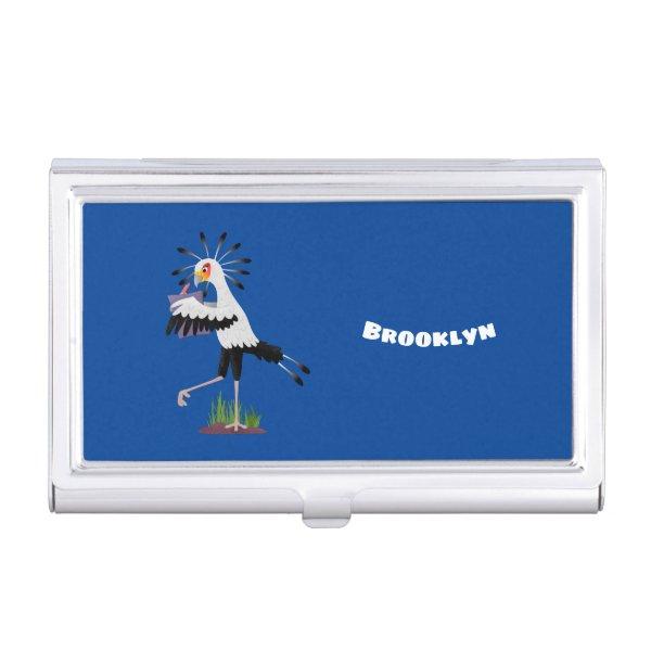 Cute secretary bird writing notes cartoon  case