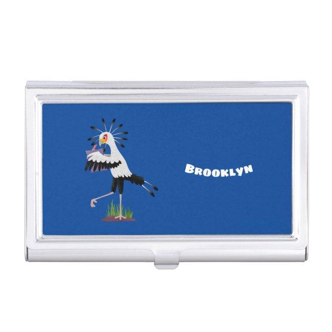 Cute secretary bird writing notes cartoon case