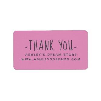 Cute Small Business Fuchsia Pink Thank You Labels