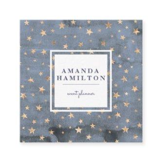 Cute small twinkle gold star periwinkle square