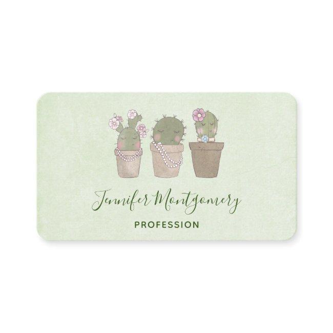 Cute Smiling Cactus Trio Watercolor Design
