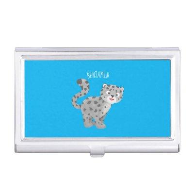 Cute snow leopard cartoon illustration  case