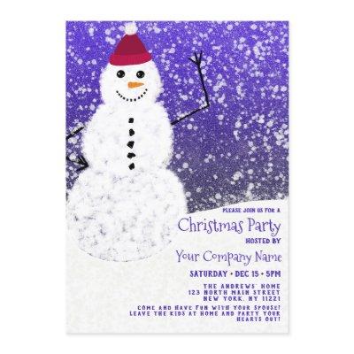 Cute Snowy White Snowman Corporate Christmas Invitation