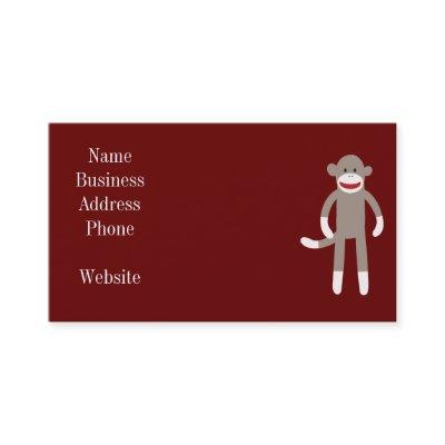 Cute Sock Monkey on Red with Stripes