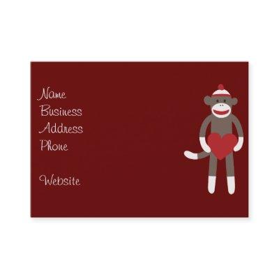Cute Sock Monkey with Hat Holding Heart