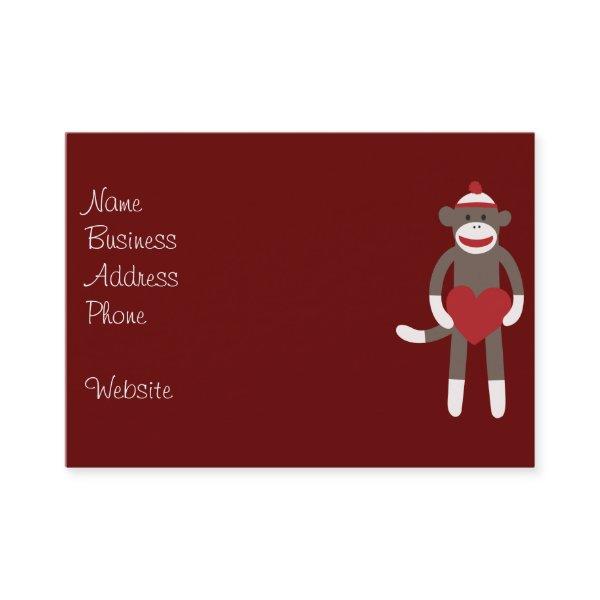 Cute Sock Monkey with Hat Holding Heart