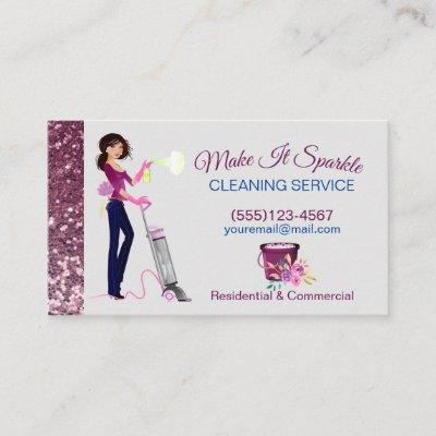 Cute Sparkle Cartoon Maid Cleaning Services
