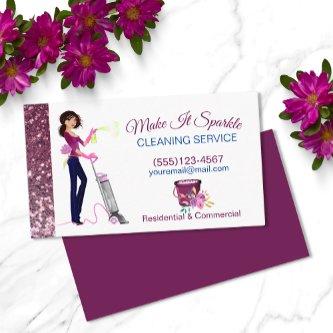 Cute Sparkle Cartoon Maid Cleaning Services