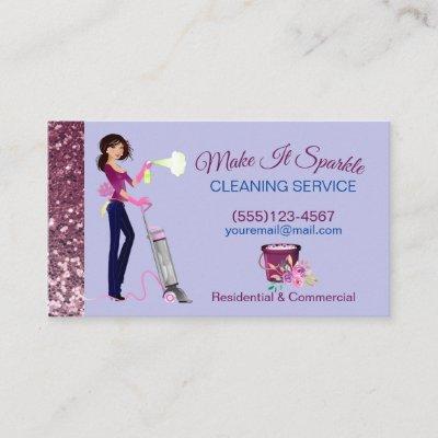 Cute Sparkle Cartoon Maid Cleaning Services