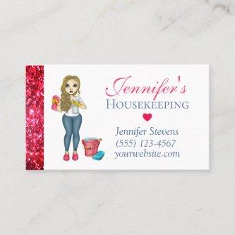 Cute Sparkly Maid House Cleaning Service