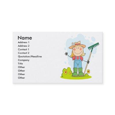 cute stick figure girl gardener farmer