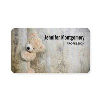 Cute Stuffed Bear Rustic Wooden Backdrop